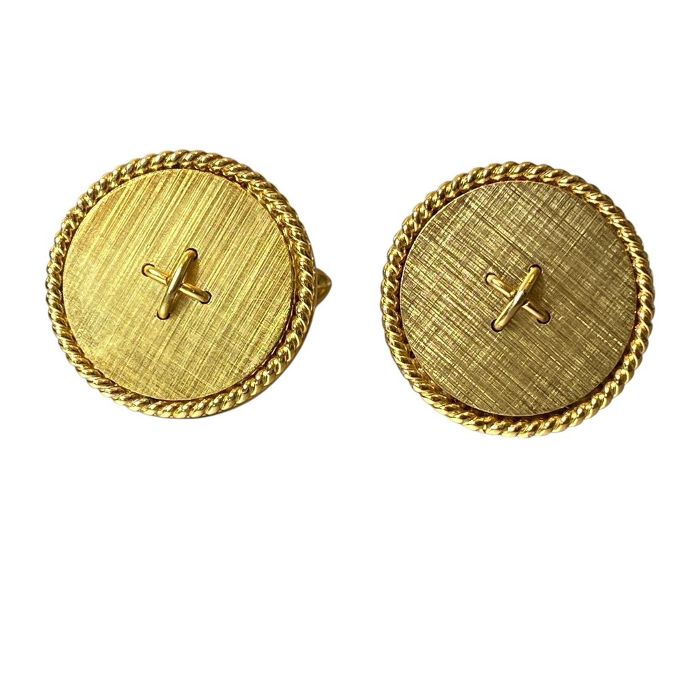 Vintage MCM Old Money Men's Swank Cufflinks Round Gold tone X Formal Classy